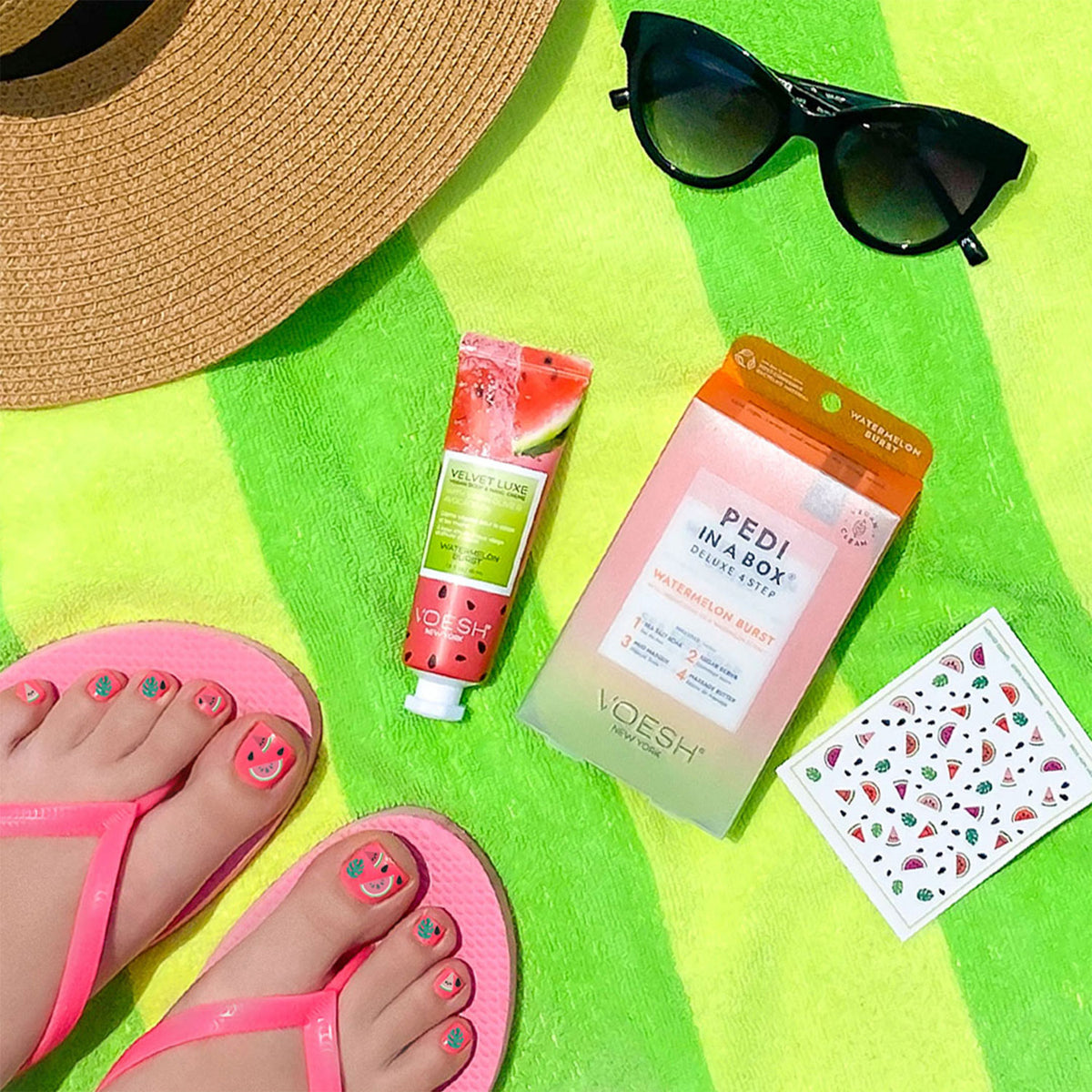 VOESH Water Melon Burst Duo on a beach towel