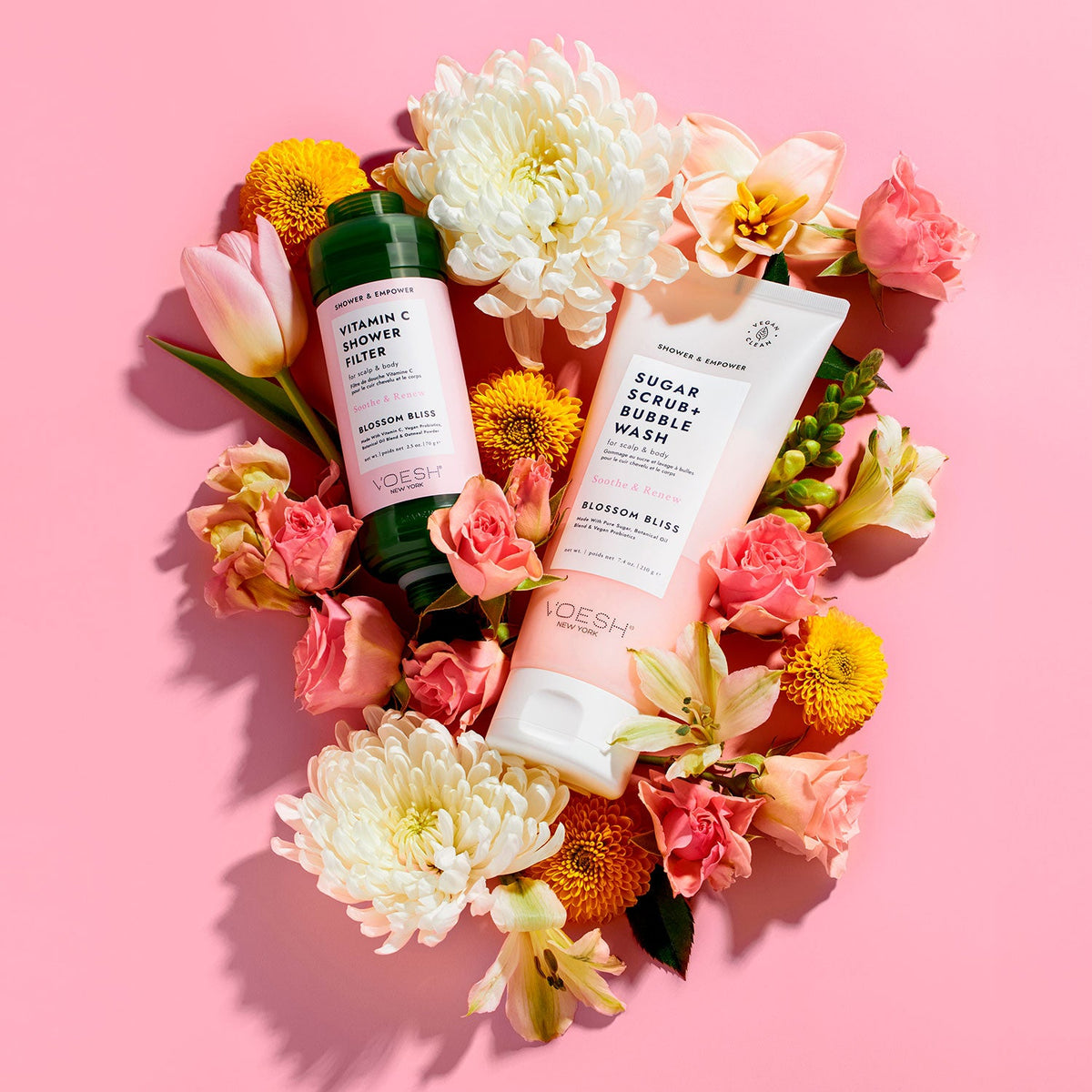 VOESH New York Shower and Empower Blossom Bliss on a floral background