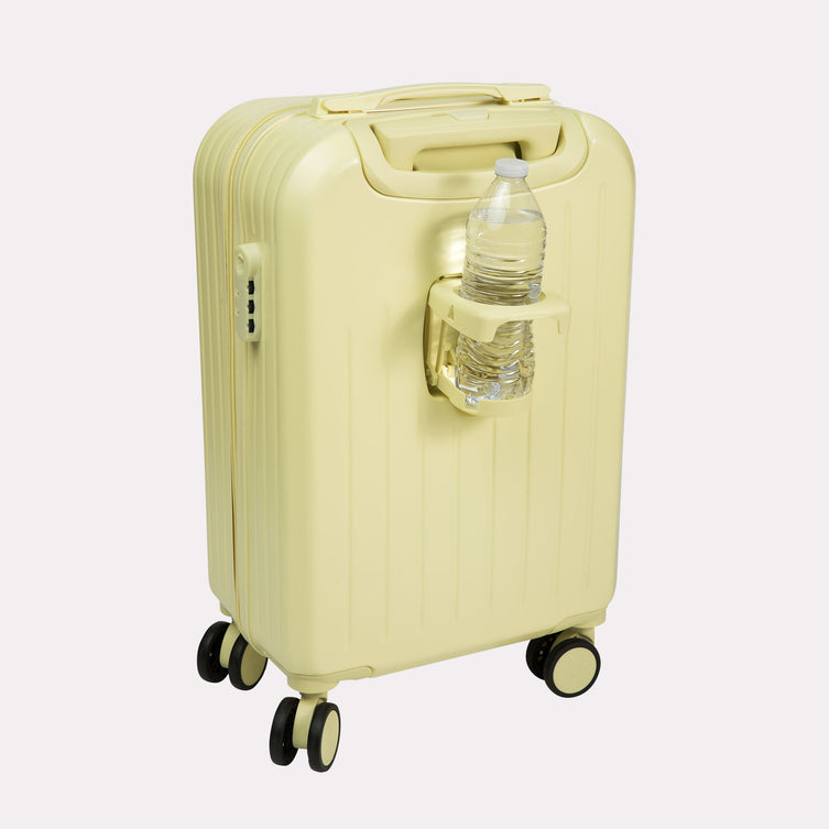 VOESH Carry-On Luggage large version showing the back with a pop-out water bottle holder