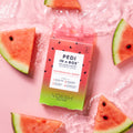 Image shows VOESH Watermelon Burst Pedi in a Box 4 Step with watermelon slices in background