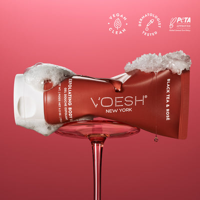 Exfoliating Body Wash Black Tea & Rosé - Sugar Scrub with Plant-Derived AHAs