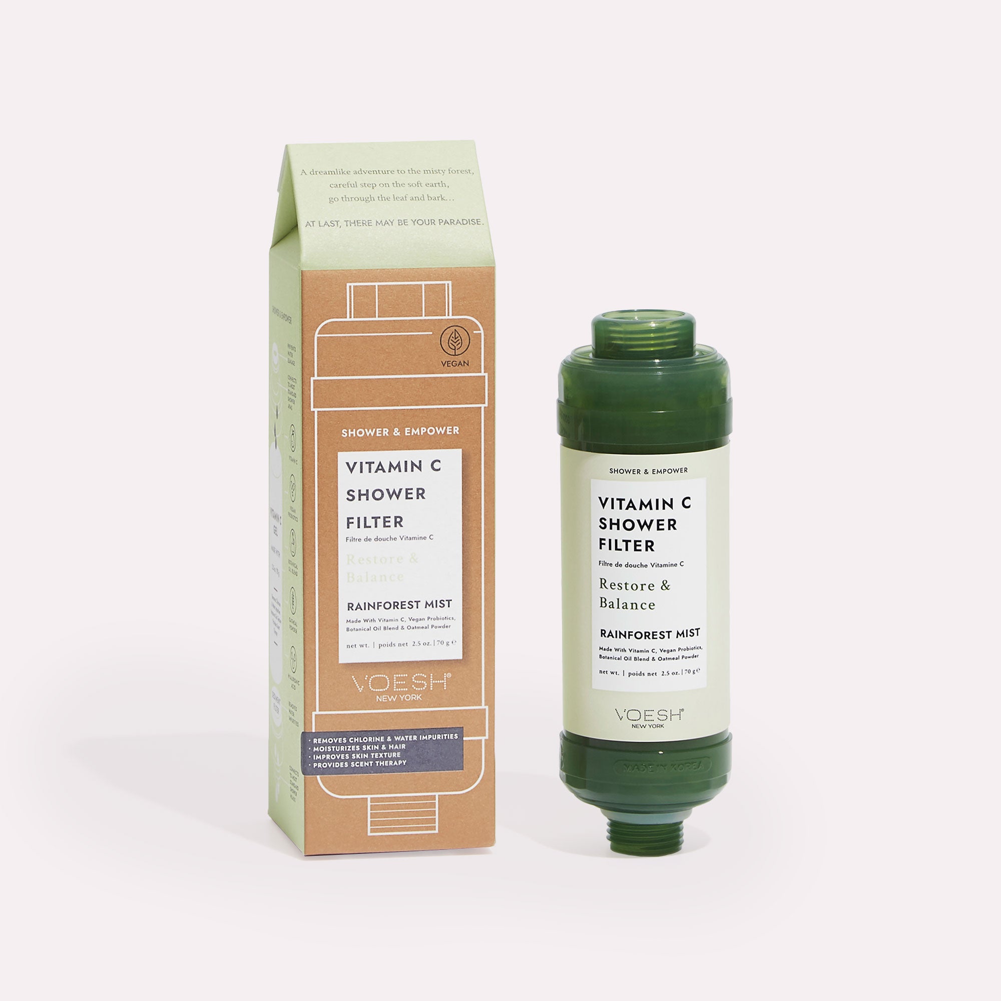Rainforest Mist Vitamin C Shower Filter on gray background