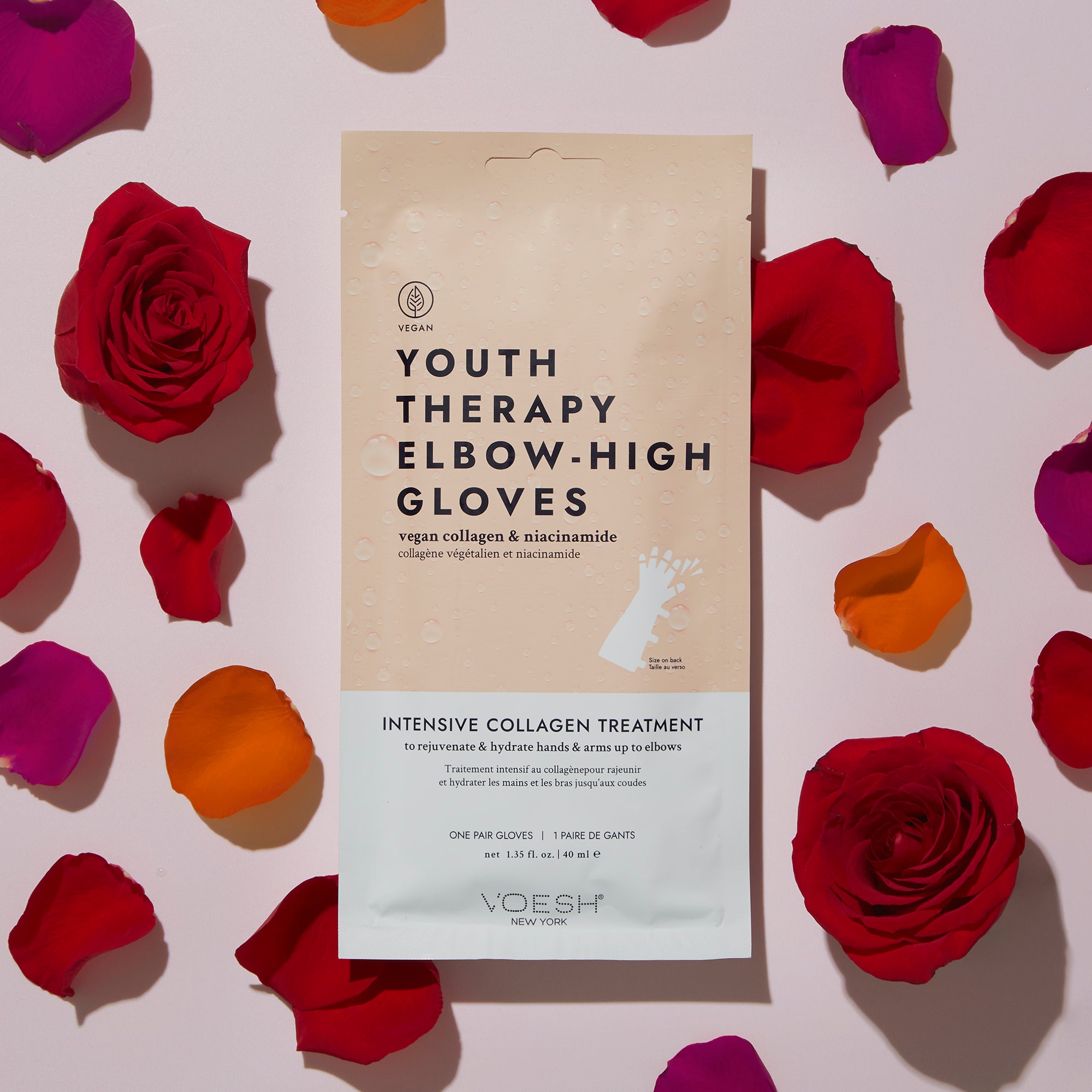 Youth Therapy Elbow-High Gloves with rose pedals around it